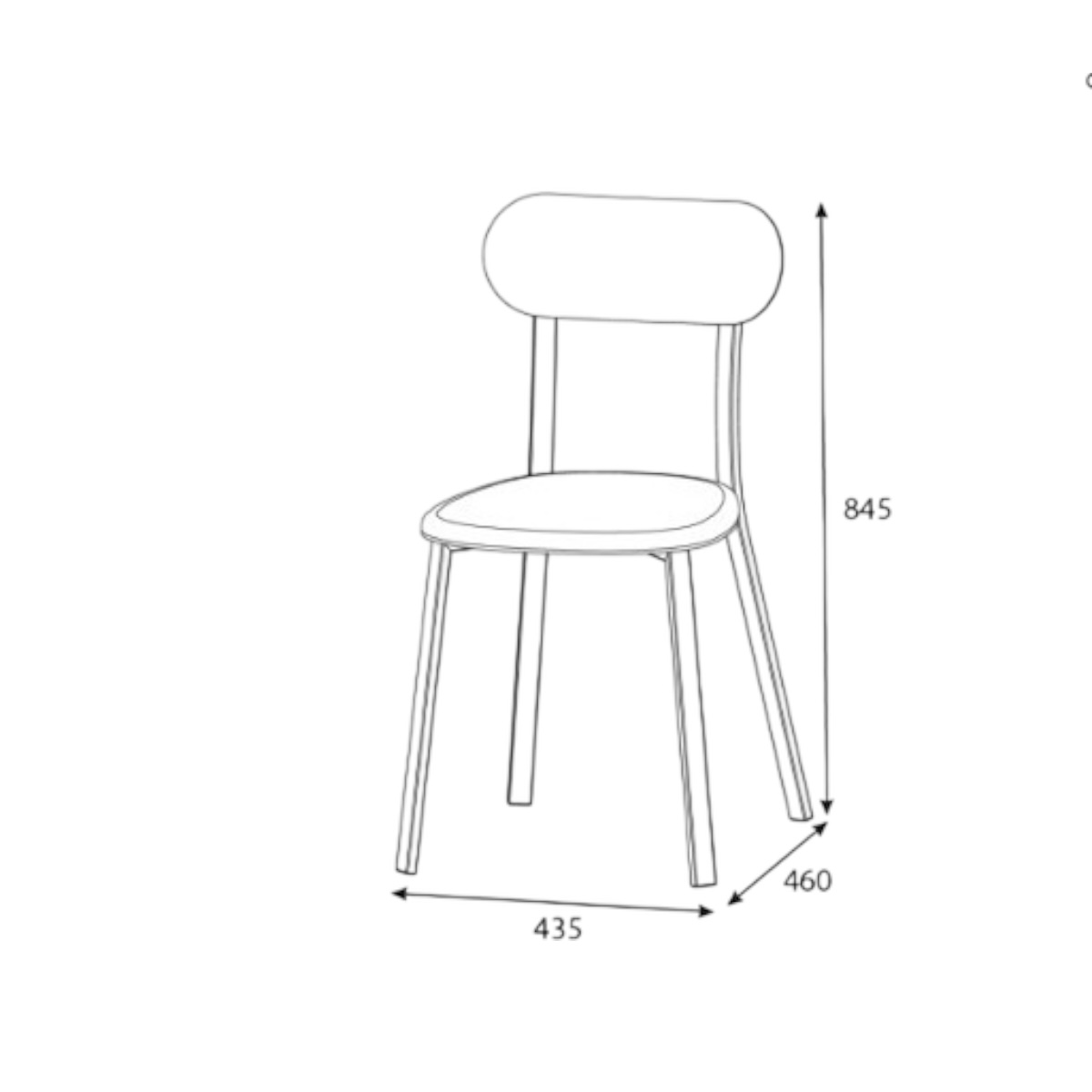 DIELFE SILLA BOLONIA CAÑO NEGRO/BLANCO - Imagen 3