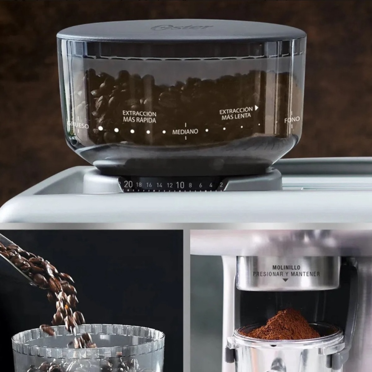 OSTER CAFETERA ESPRESSO PERFECT BREW 15 Bar MOLINILLO INTEGRADO COLOR ACERO INOXIDABLE - Imagen 3