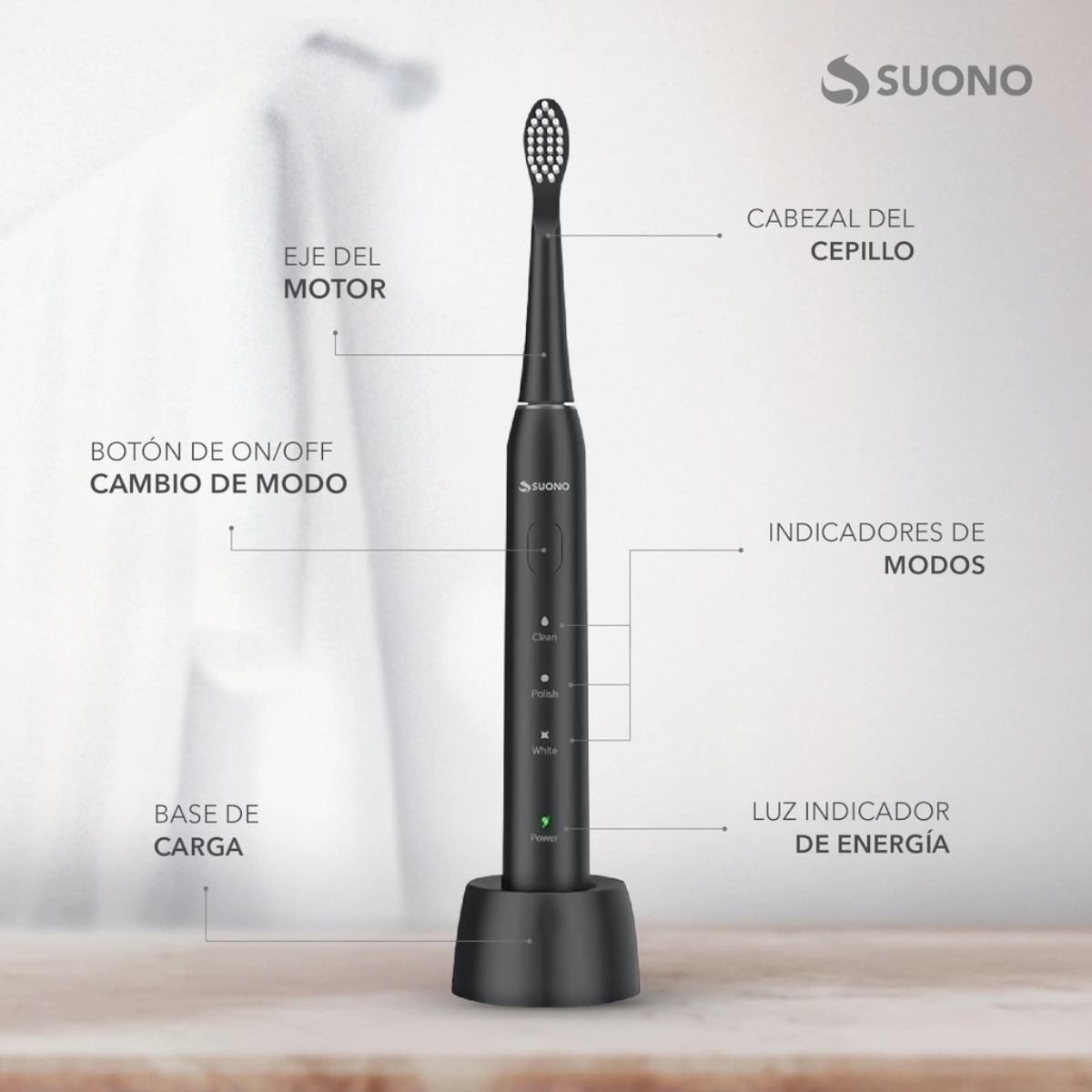 SUONO CEPILLO DENTAL ELÉCTRICO RECARGABLE - Imagen 2