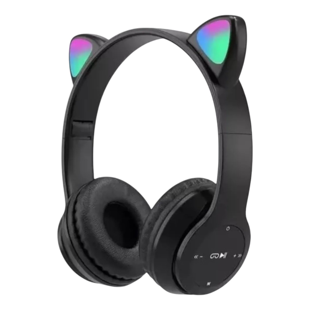 AURICULARES INALÁMBRICOS OREJAS GATO VINCHA NEGRO P47 SUONO