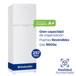 Heladera con Freezer Columbia A+ 257 L de capacidad- Color Blanco CHD25/9